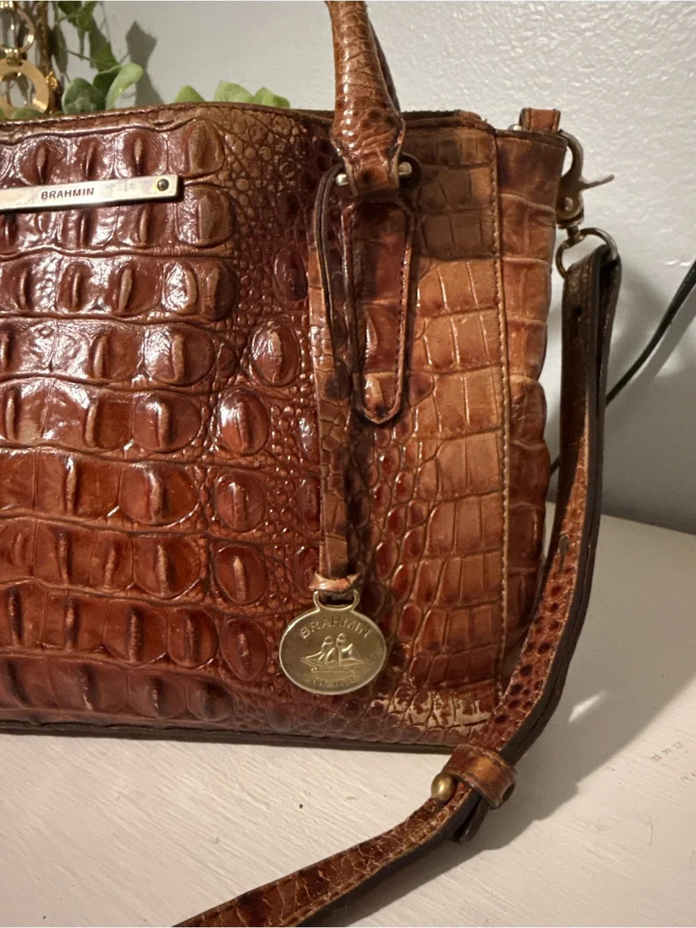 Brahmin croc embossed